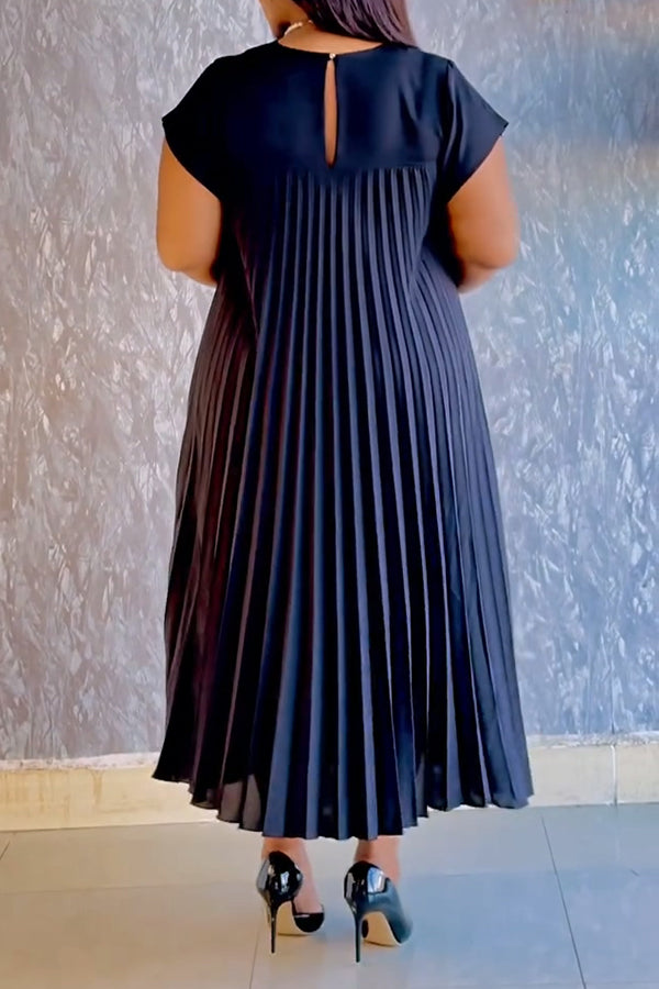 Stylish Batwing Sleeve 3D Floral Pleated Dress