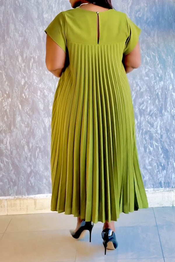 Stylish Batwing Sleeve 3D Floral Pleated Dress