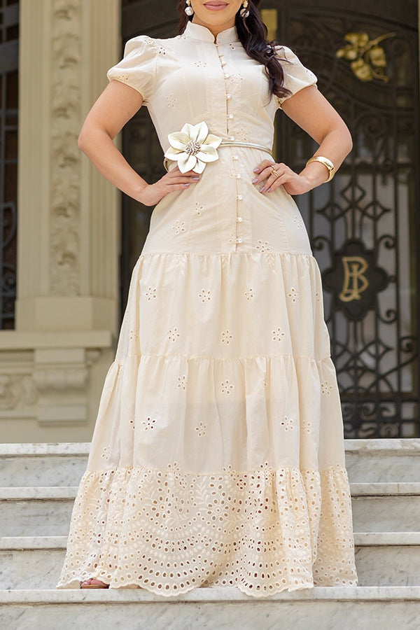 Elegant Schiffy Puff Sleeve Dress