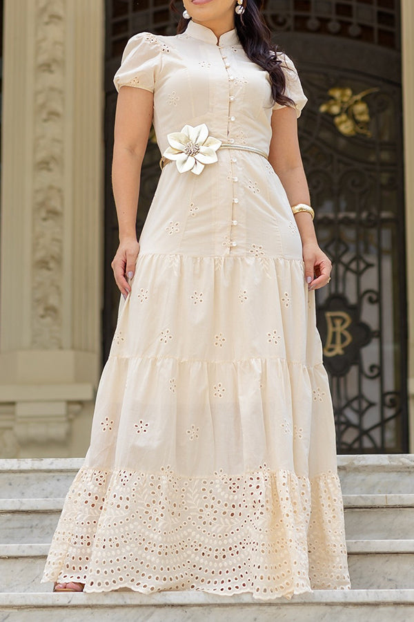 Elegant Schiffy Puff Sleeve Dress