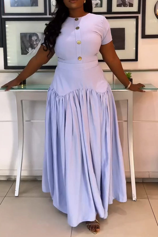 Stylish Short Sleeve Ruffle Hem Dress