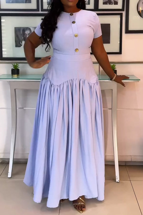 Stylish Short Sleeve Ruffle Hem Dress