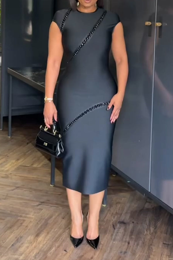 Chic Round Neck Bodycon Dress