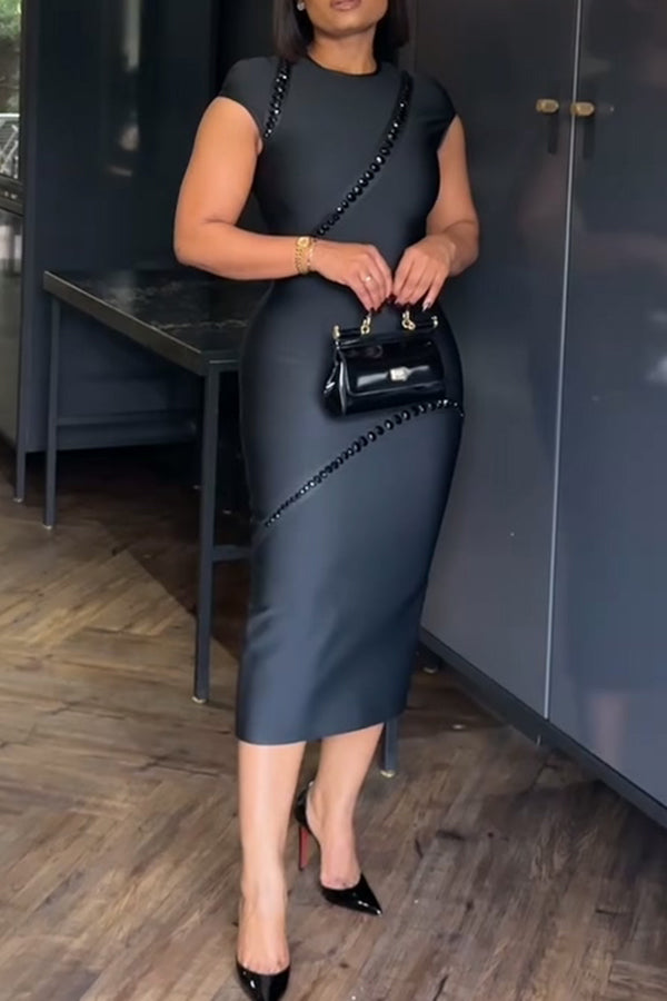 Chic Round Neck Bodycon Dress