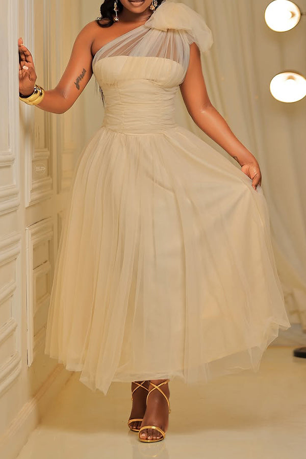 Gorgeous One Shoulder Mesh Dress