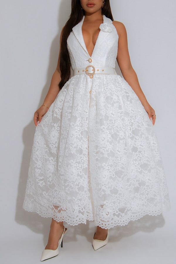 Vacation 3D Flower Lace Dress