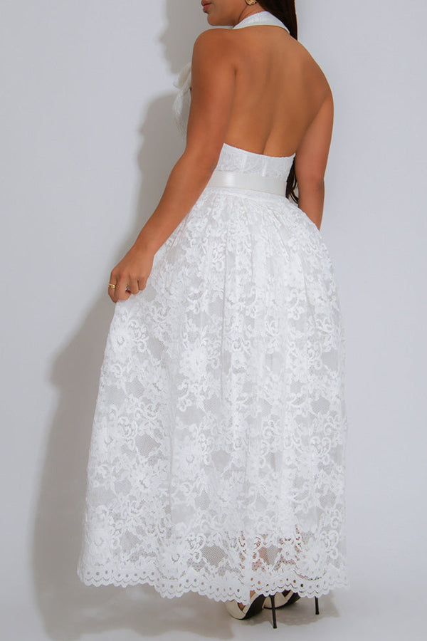 Vacation 3D Flower Lace Dress