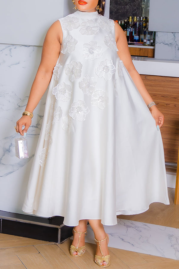 Luxurious Sequin Bead Floret Embellished Kaftan Maxi Dress