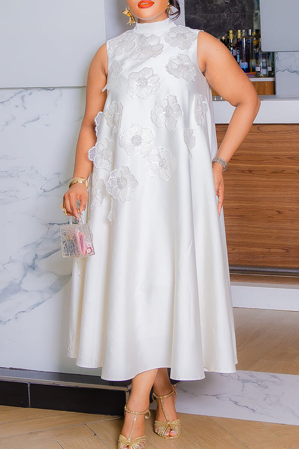 Luxurious Sequin Bead Floret Embellished Kaftan Maxi Dress