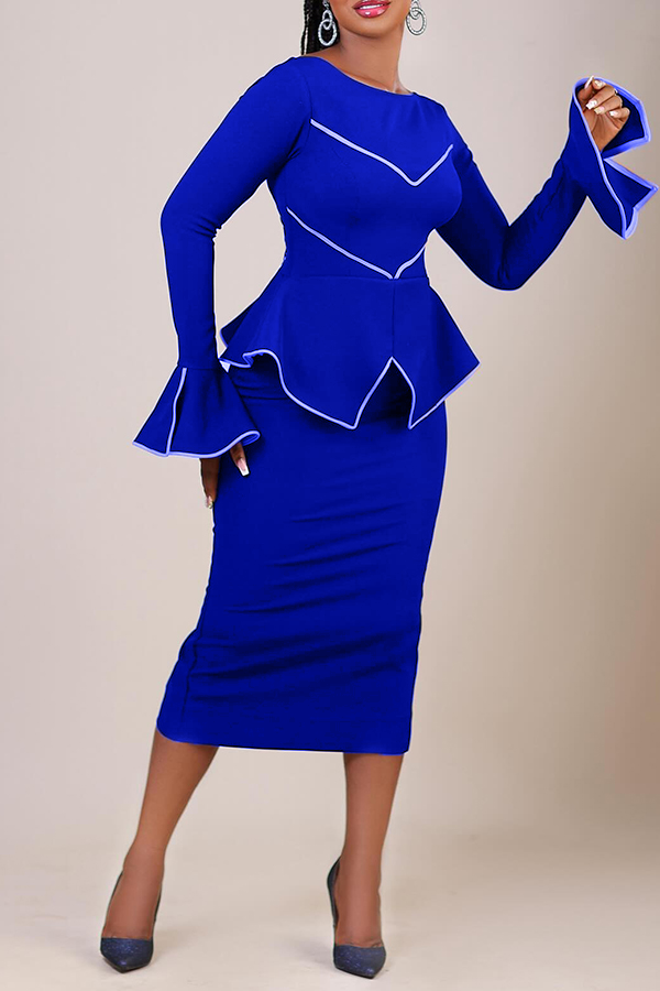 Trendy Color-Block Curved Hem Dress
