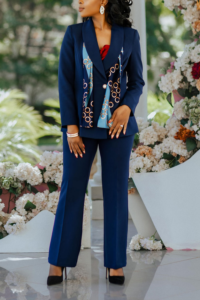 Stylish Contrasting Geometric Print Blazer & Pants Set