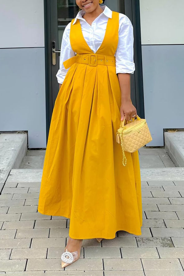 Bright Sleeveless Maxi Dress & Shirt Set