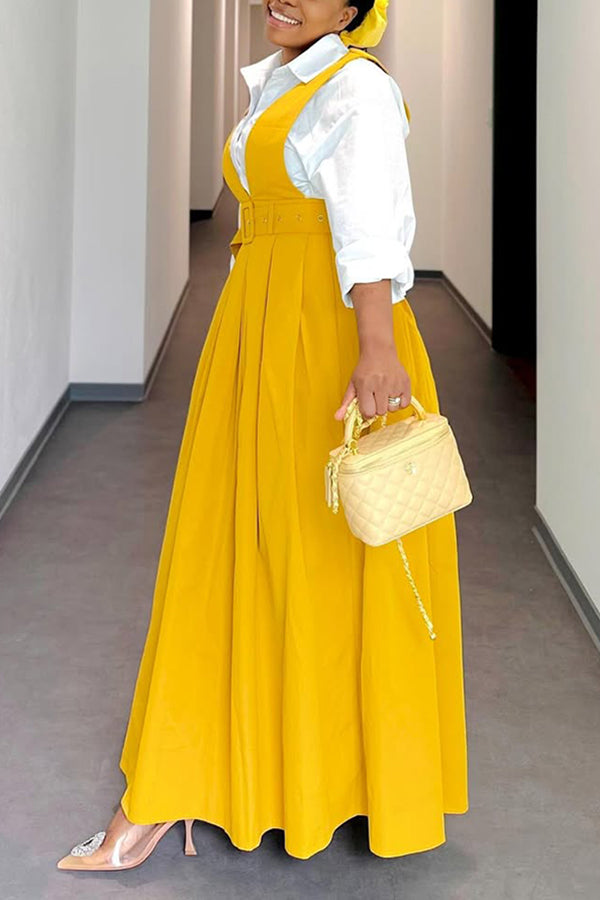 Bright Sleeveless Maxi Dress & Shirt Set