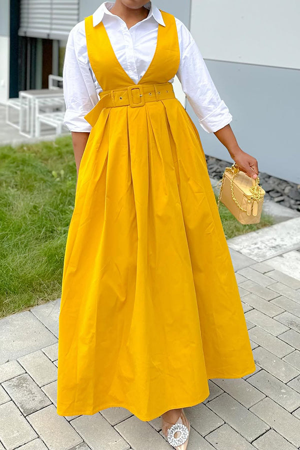 Bright Sleeveless Maxi Dress & Shirt Set