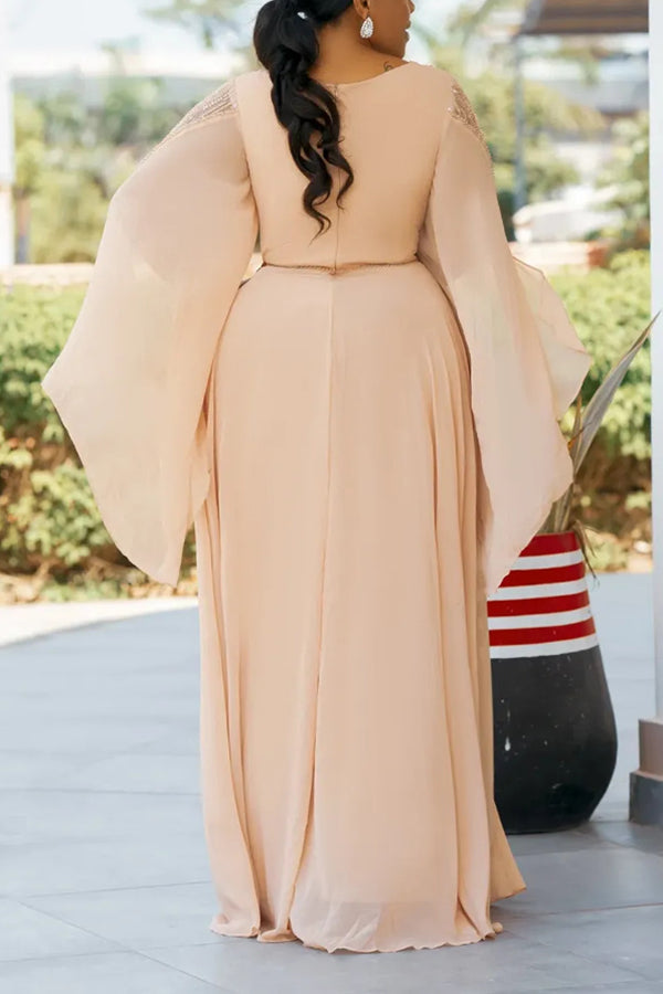 Charming Sequin Patchwork Ruffle Maxi Dress