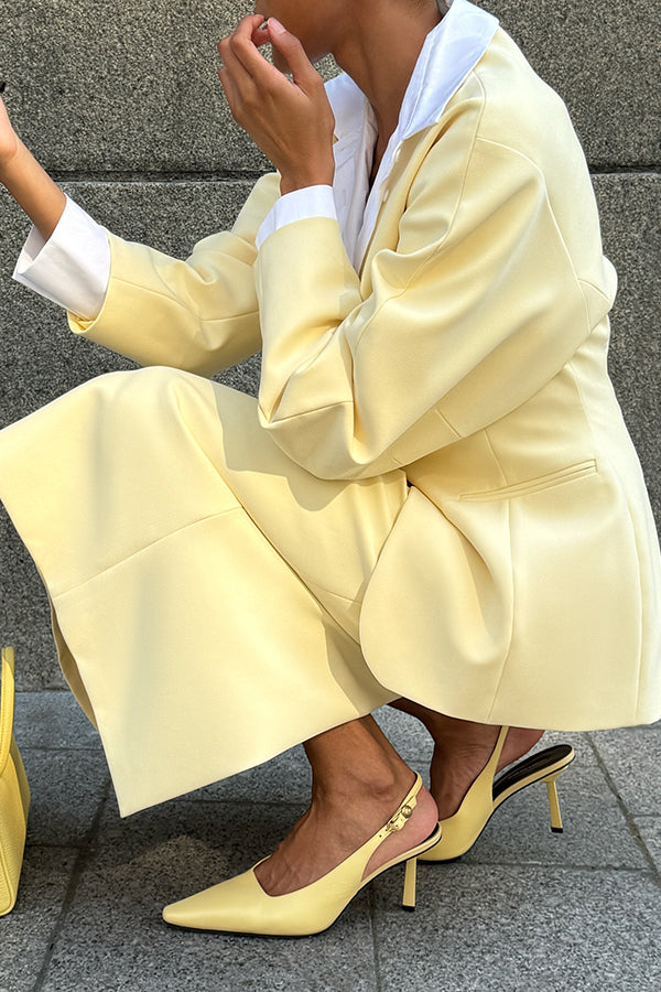 Gentle Deep V-neck Blazer & Skirt Set