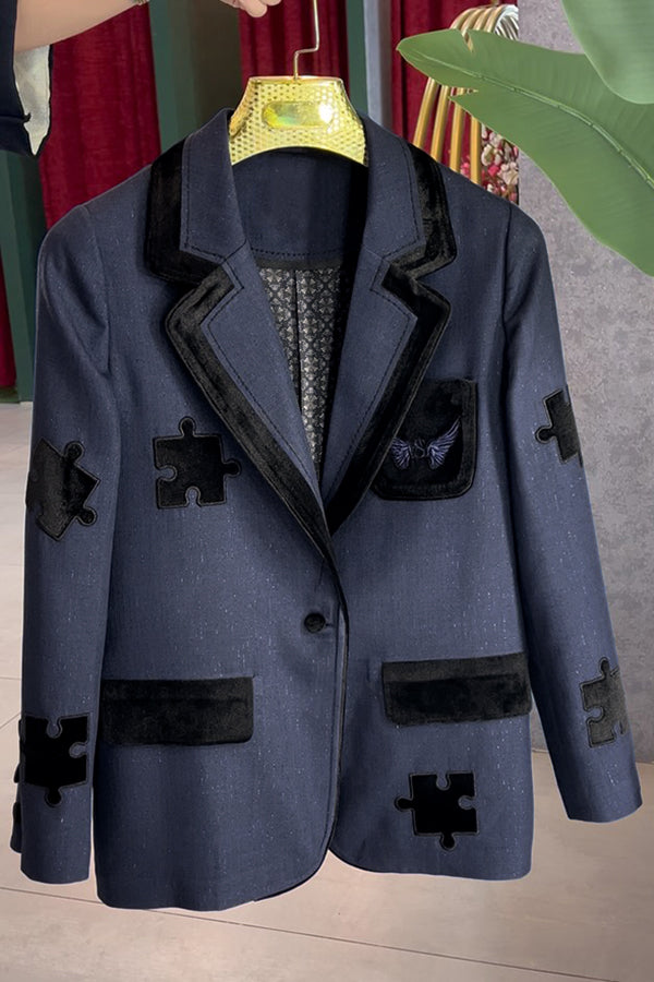 Stunning Color Block Glitter Patchwork Blazer & Pants Set