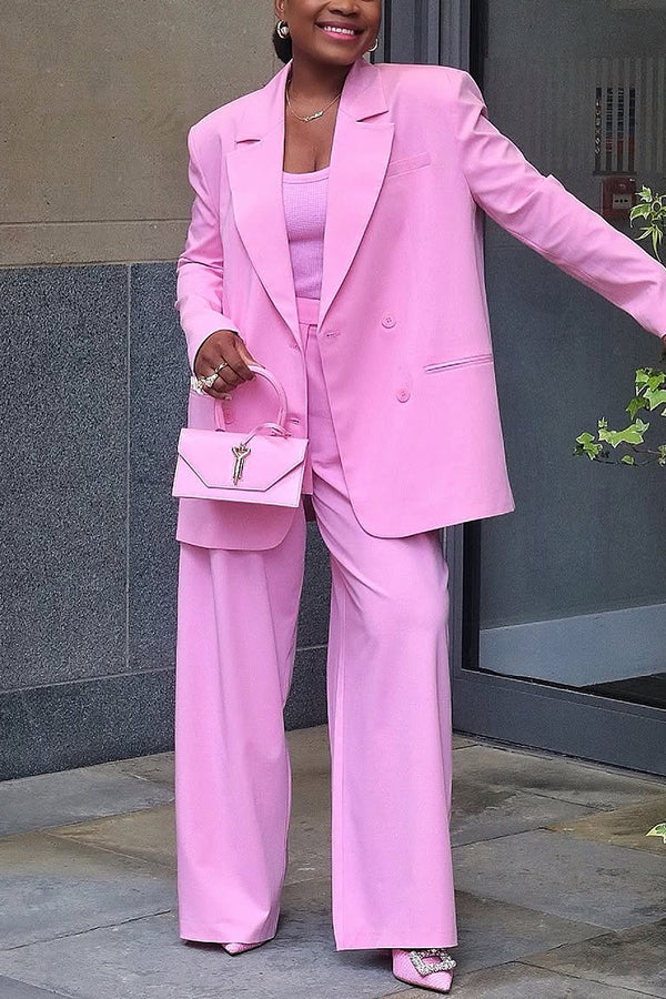 Stunning Double Breasted Blazer & Wide Leg Pants Set