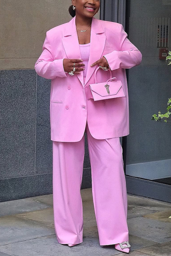 Stunning Double Breasted Blazer & Wide Leg Pants Set