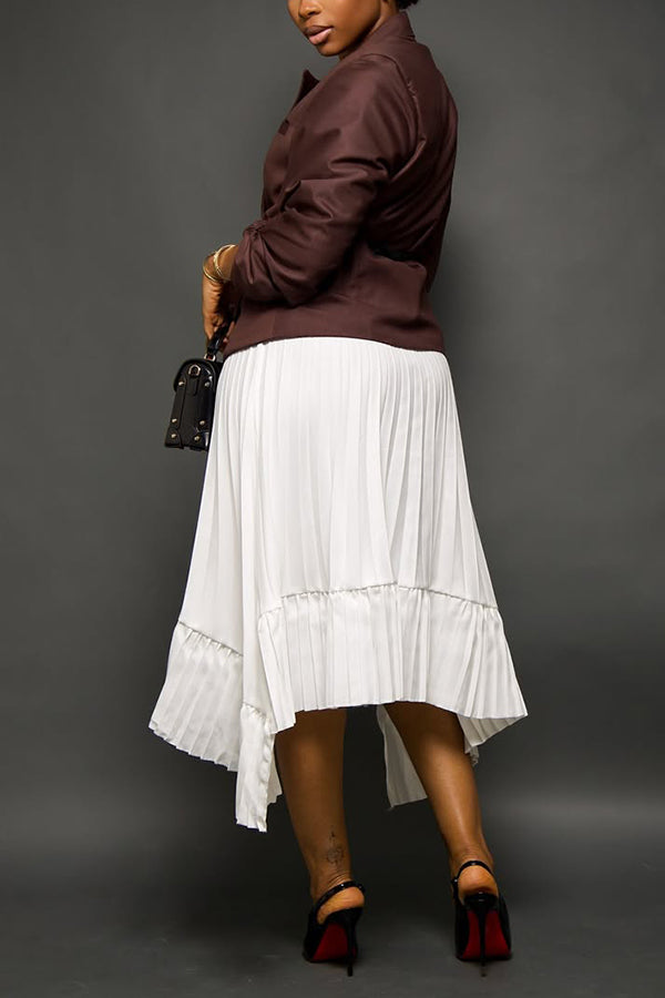 Elegant Peak Collar Blazer & Skirt Set