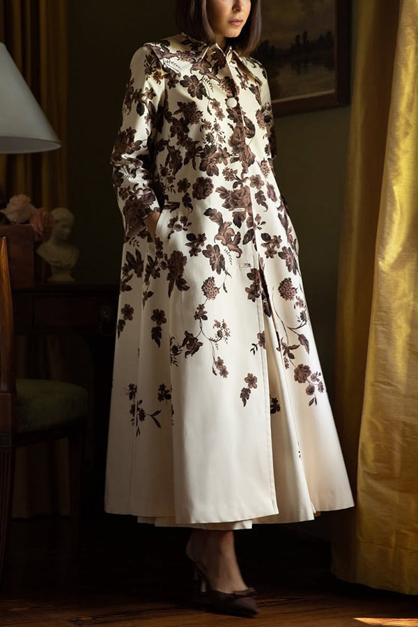 Stylish Floral Print Long Jacket