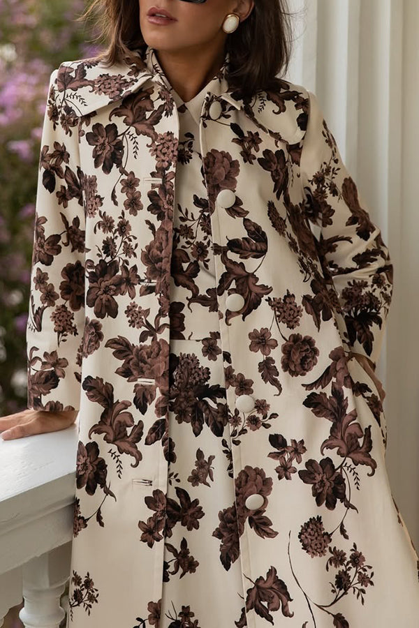 Stylish Floral Print Long Jacket