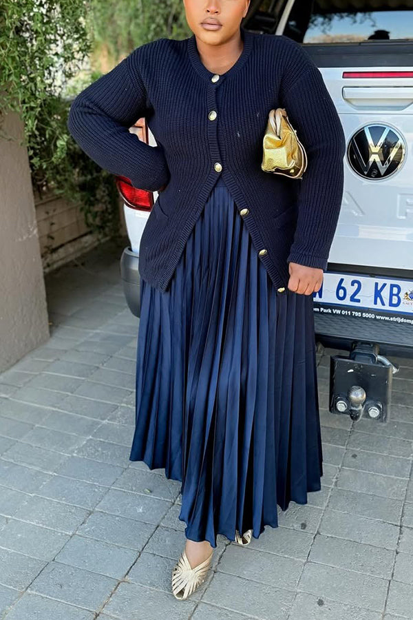Chic Button Up Sweater & Skirt Set