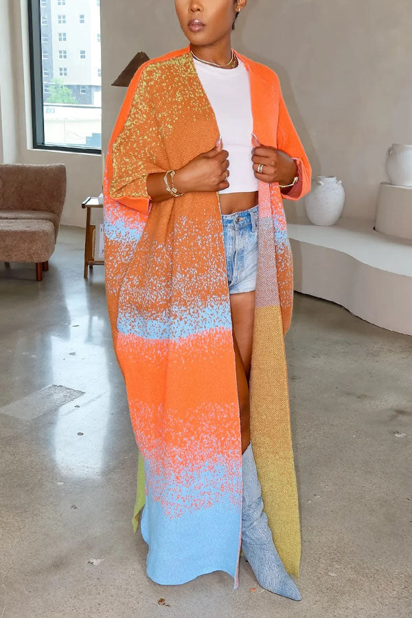 Chic Tie Dye Long Knit Kimono Cardigan