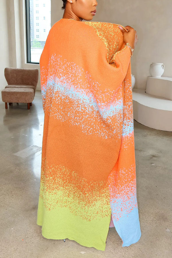 Chic Tie Dye Long Knit Kimono Cardigan