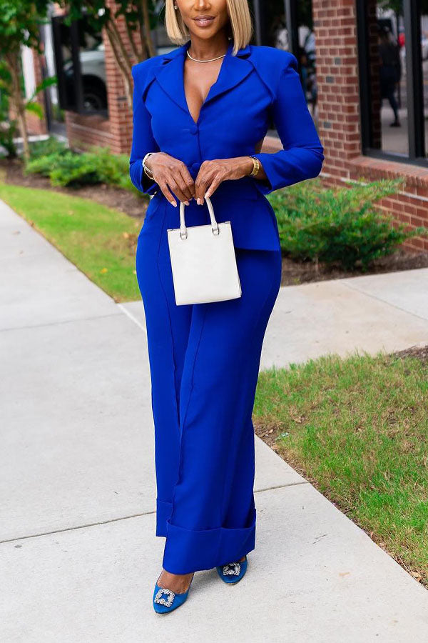 Stylish Cutout Side Blazer & Pants Set