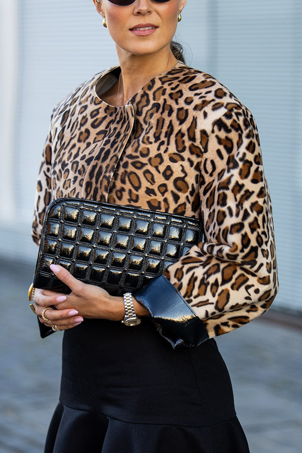 Stylish Leopard Print Cropped Jacket