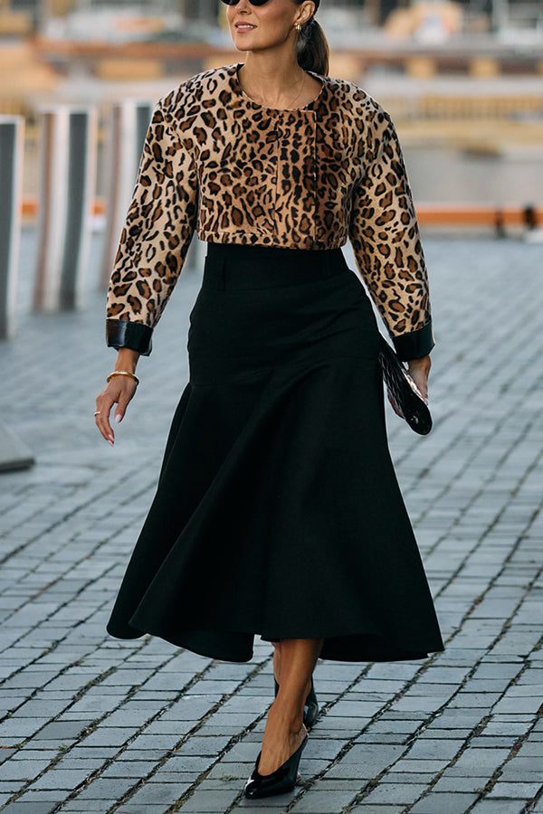 Stylish Leopard Print Cropped Jacket