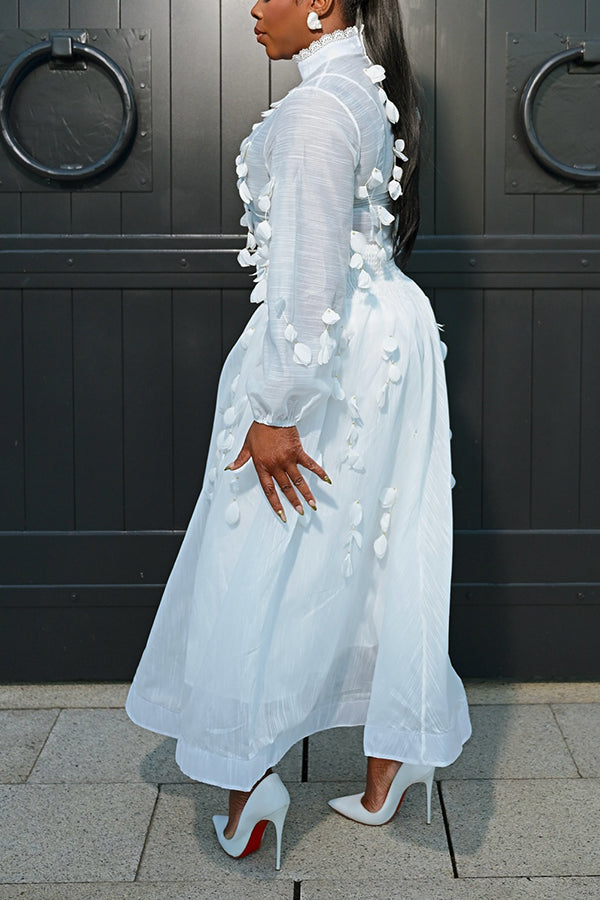 Chic Bubble Sleeves Top & Skirt Set