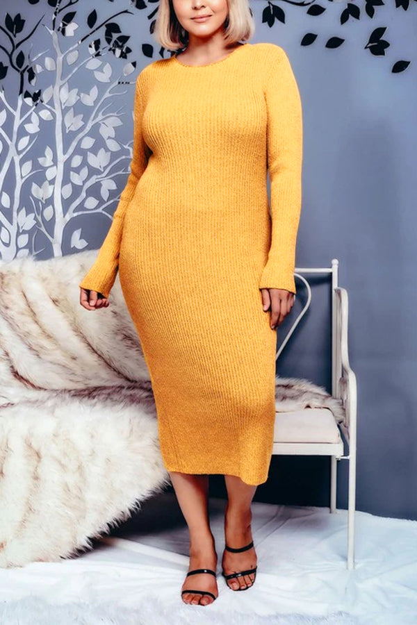 Soft High Neck Sweater & Slit Maxi Dress Set