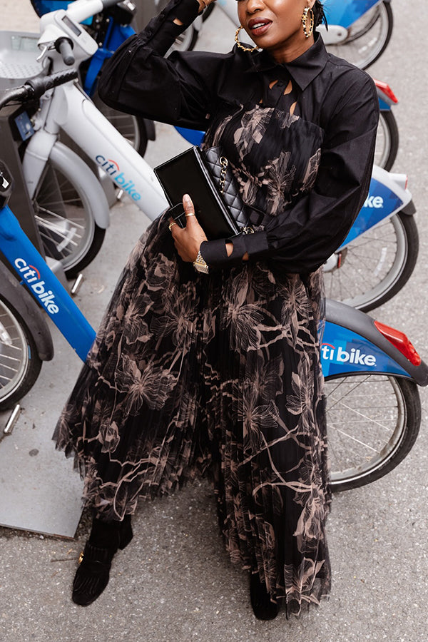 Stylish Lantern Sleeve Floral Print Dress