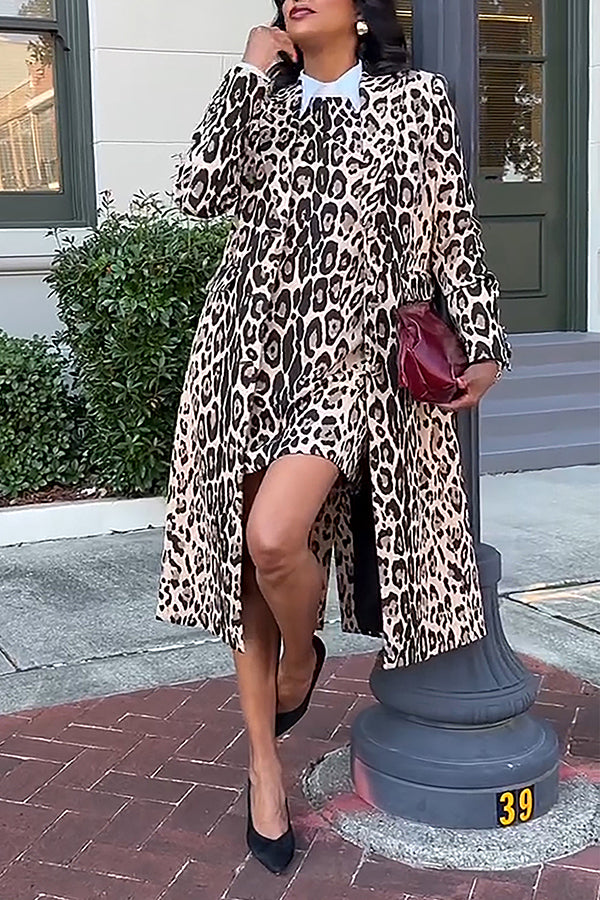 Stylish Leopard Print Long Coat