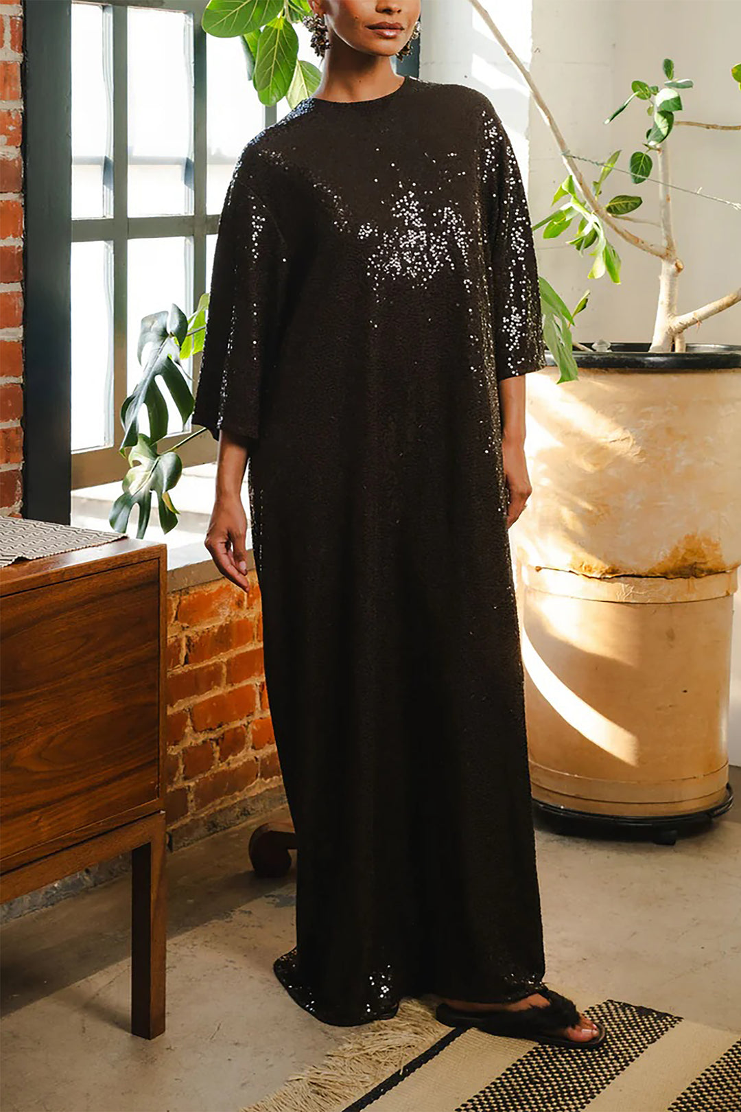 Sparkle 3/4 Length Sleeve Sequin Dress