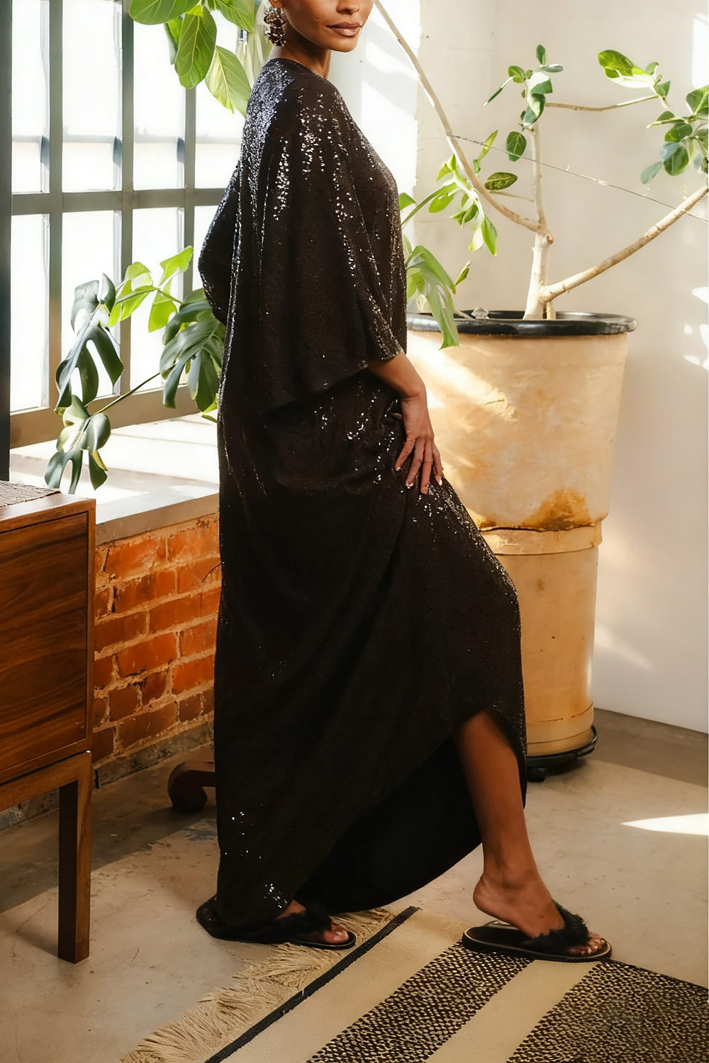 Sparkle 3/4 Length Sleeve Sequin Dress