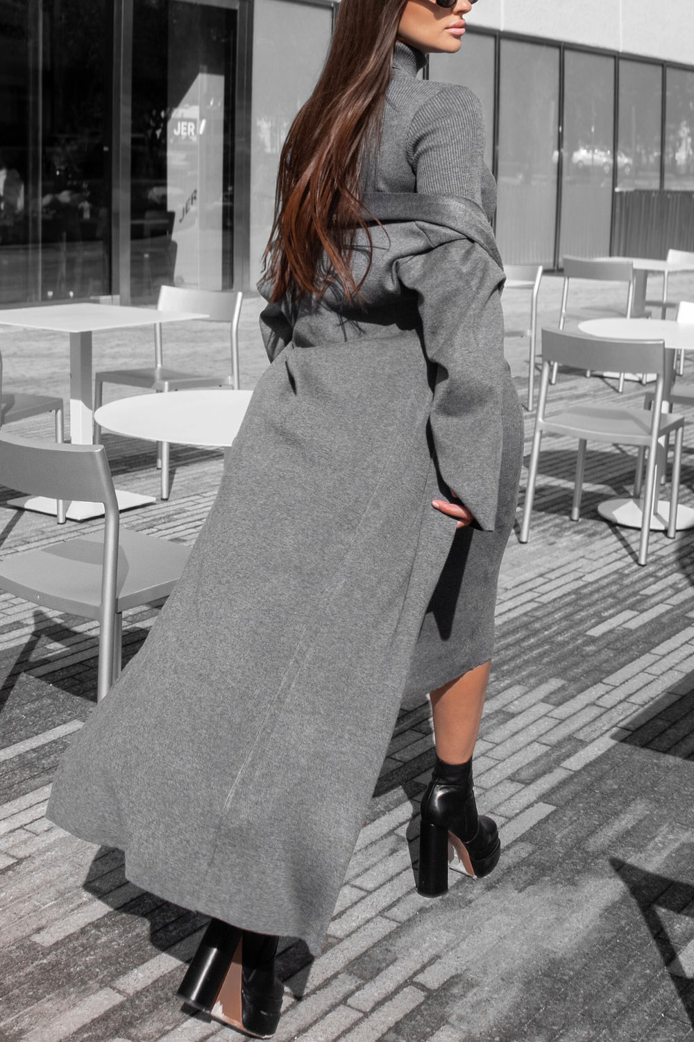 Stylish Knitted Cardigan & Turtleneck Maxi Dress Set