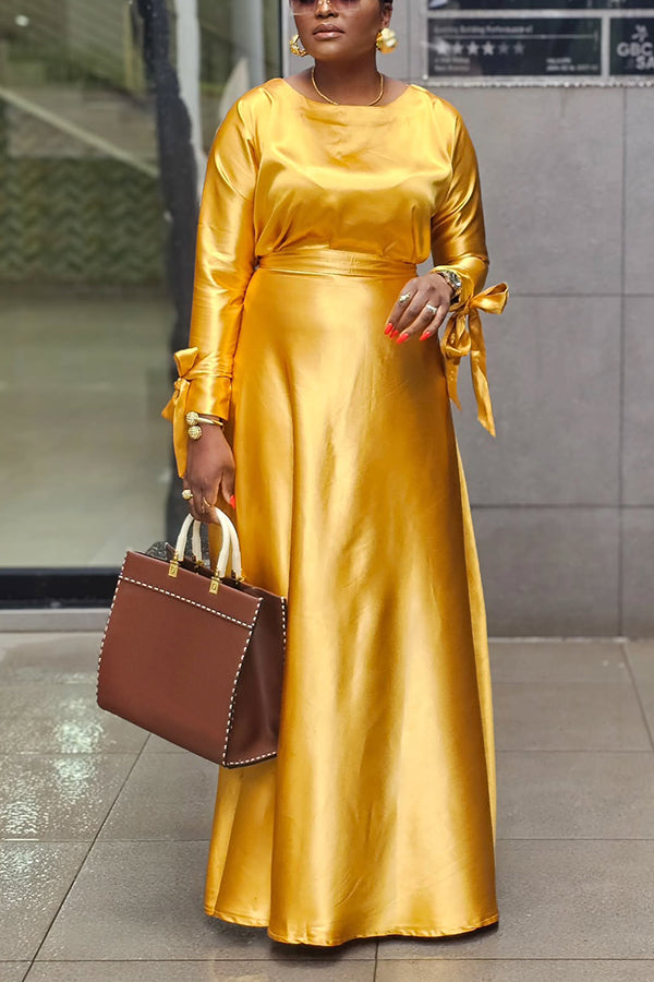 Gorgeous Bow Sleeve Top & High Waist Skirt Set