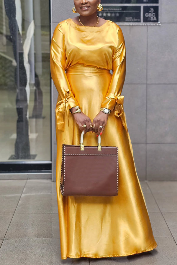 Gorgeous Bow Sleeve Top & High Waist Skirt Set