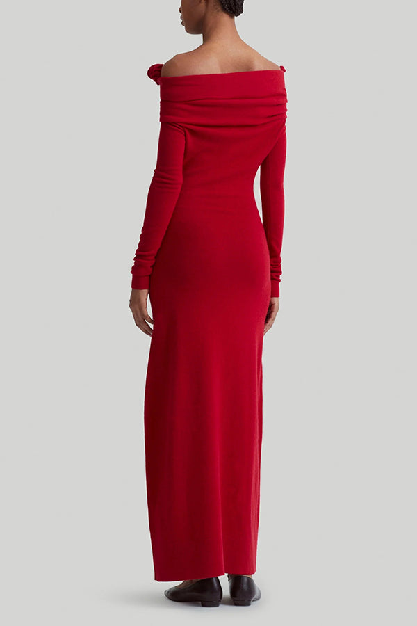 Elegant Three Dimensional Rose Appliqu¨¦ One Shoulder Dress