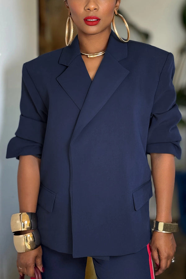 Commuter Appropriate Double Button Concealed Blazer & Spliced ​​Webbing Pants Set