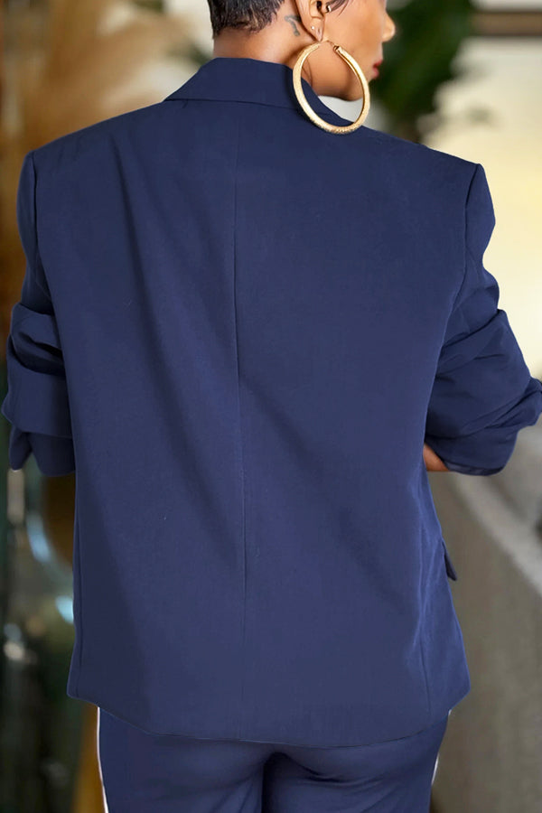 Commuter Appropriate Double Button Concealed Blazer & Spliced ​​Webbing Pants Set