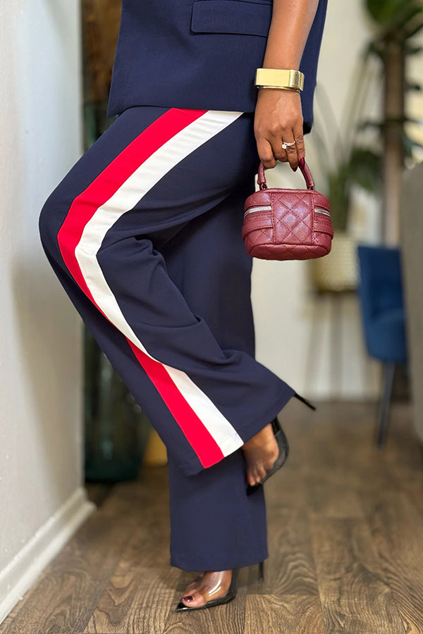 Commuter Appropriate Double Button Concealed Blazer & Spliced ​​Webbing Pants Set