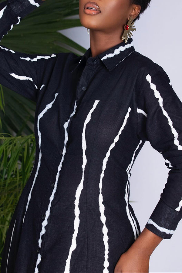 Stylish Striped Long Blouse & Pants Set