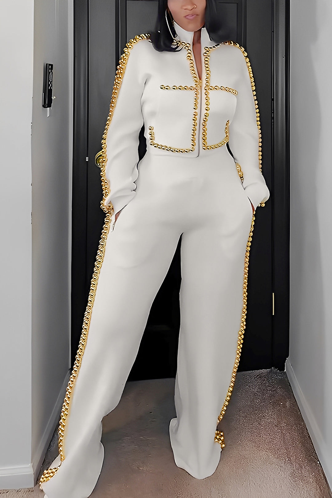 Stylish Zip Up Sweatshirt & Pants Set