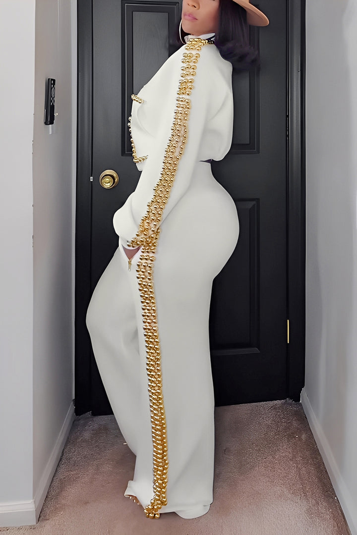 Stylish Zip Up Sweatshirt & Pants Set