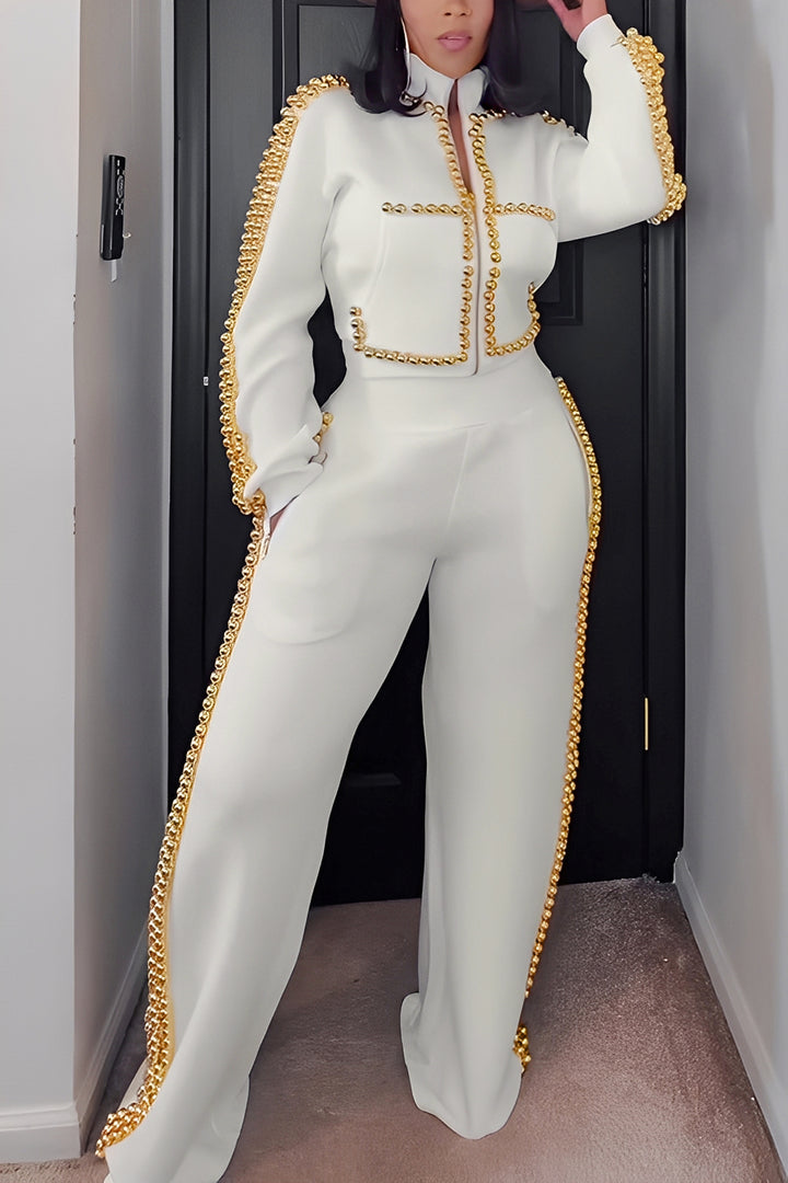 Stylish Zip Up Sweatshirt & Pants Set