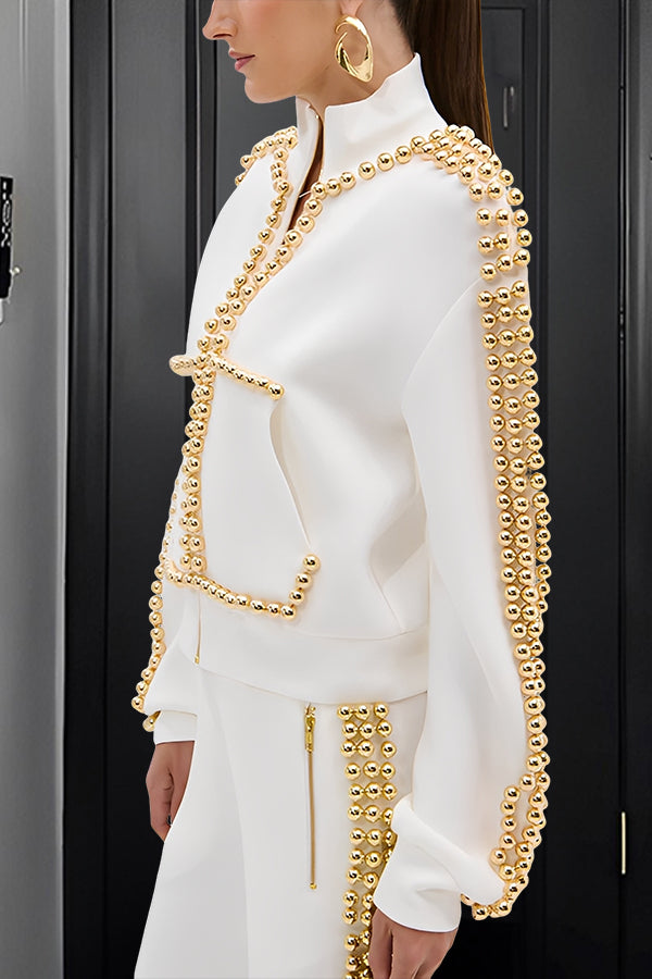 Stylish Zip Up Sweatshirt & Pants Set